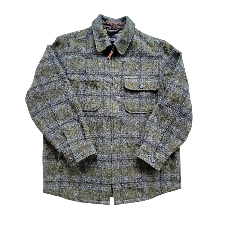 Banana Republic Men's Cabincore Green/Gray Wool Checkered Field Jacket, M/L